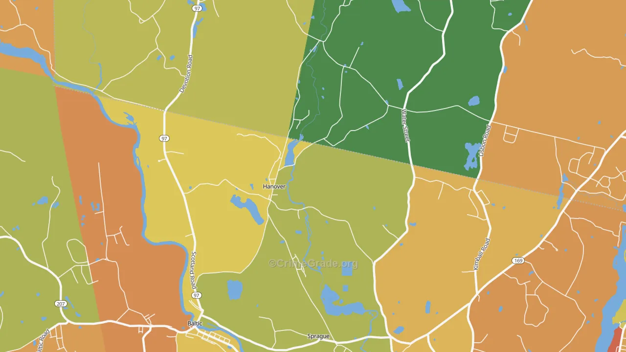 Hanover, CT Map of Burglary Rates