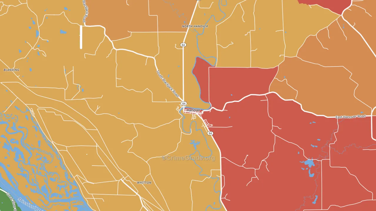Hanover, IL Map of Burglary Rates