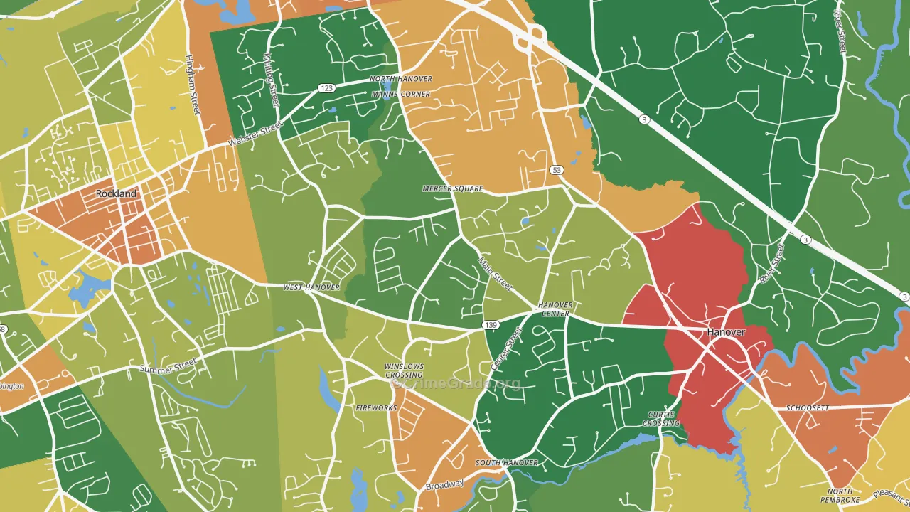 Hanover, MA Map of Burglary Rates
