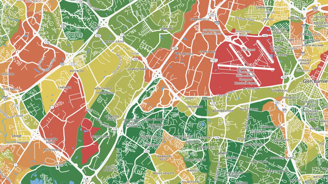 Hanover, MD Map of Burglary Rates