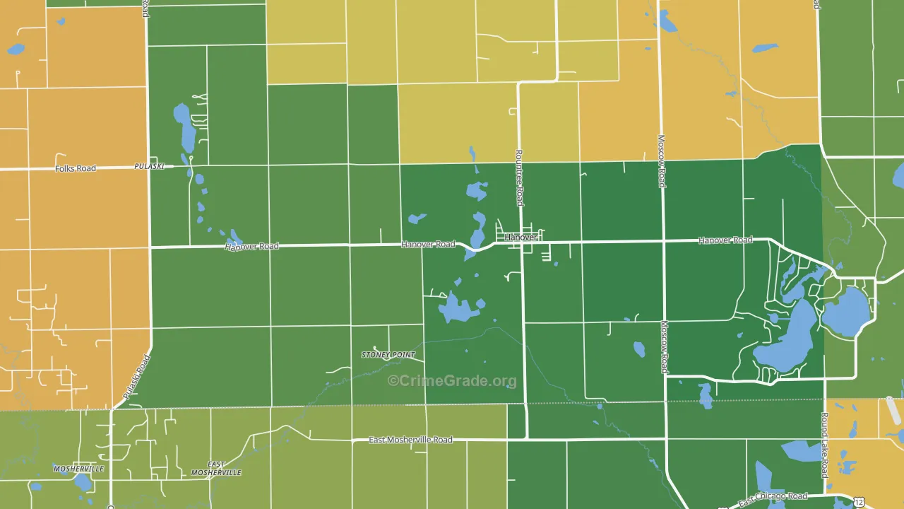 Hanover, MI Map of Burglary Rates