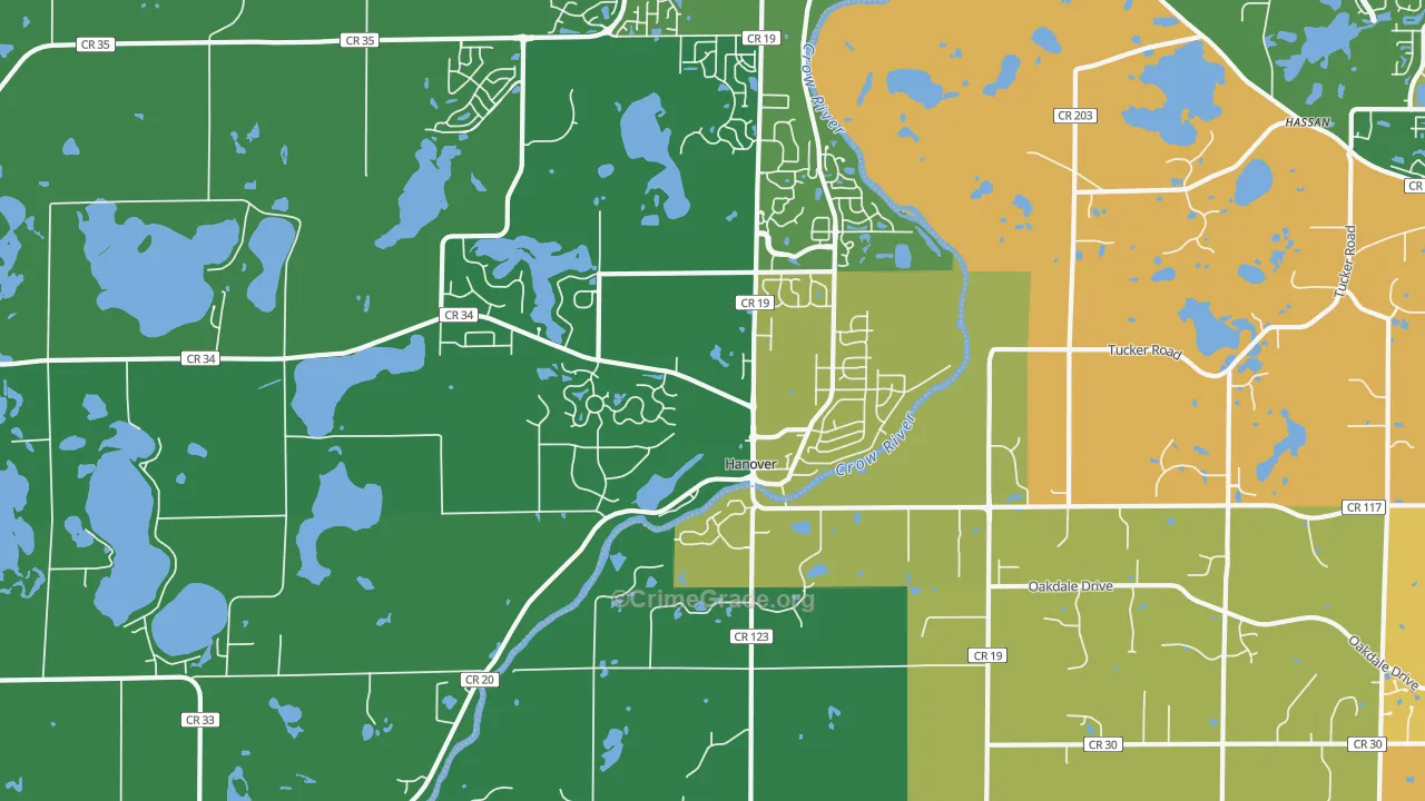 Hanover, MN Map of Burglary Rates