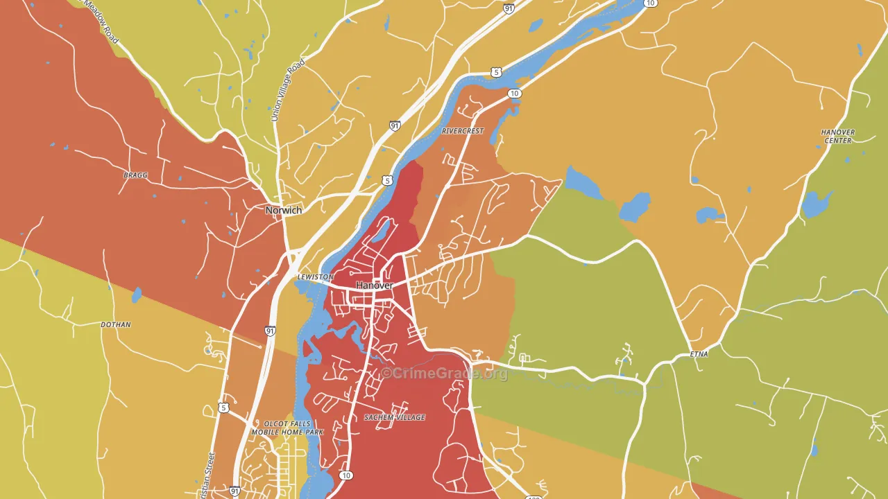 Hanover, NH Map of Burglary Rates