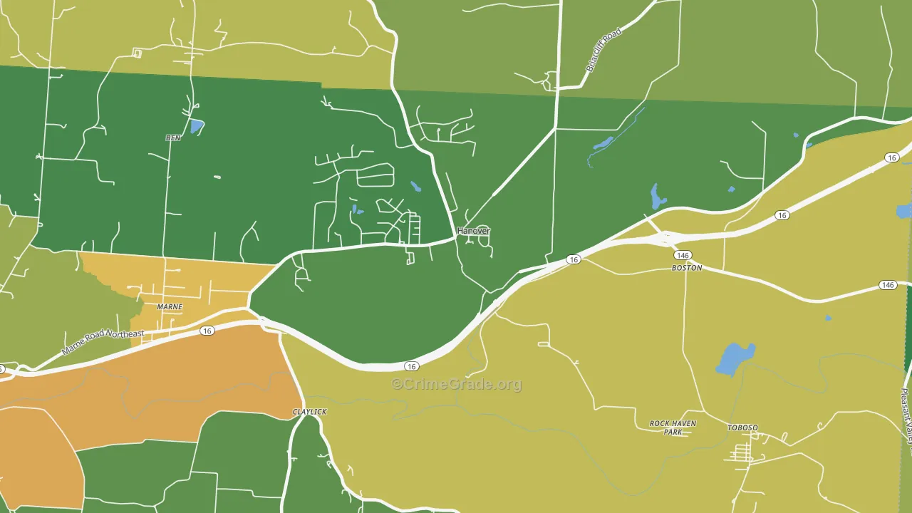 Hanover, OH Map of Burglary Rates