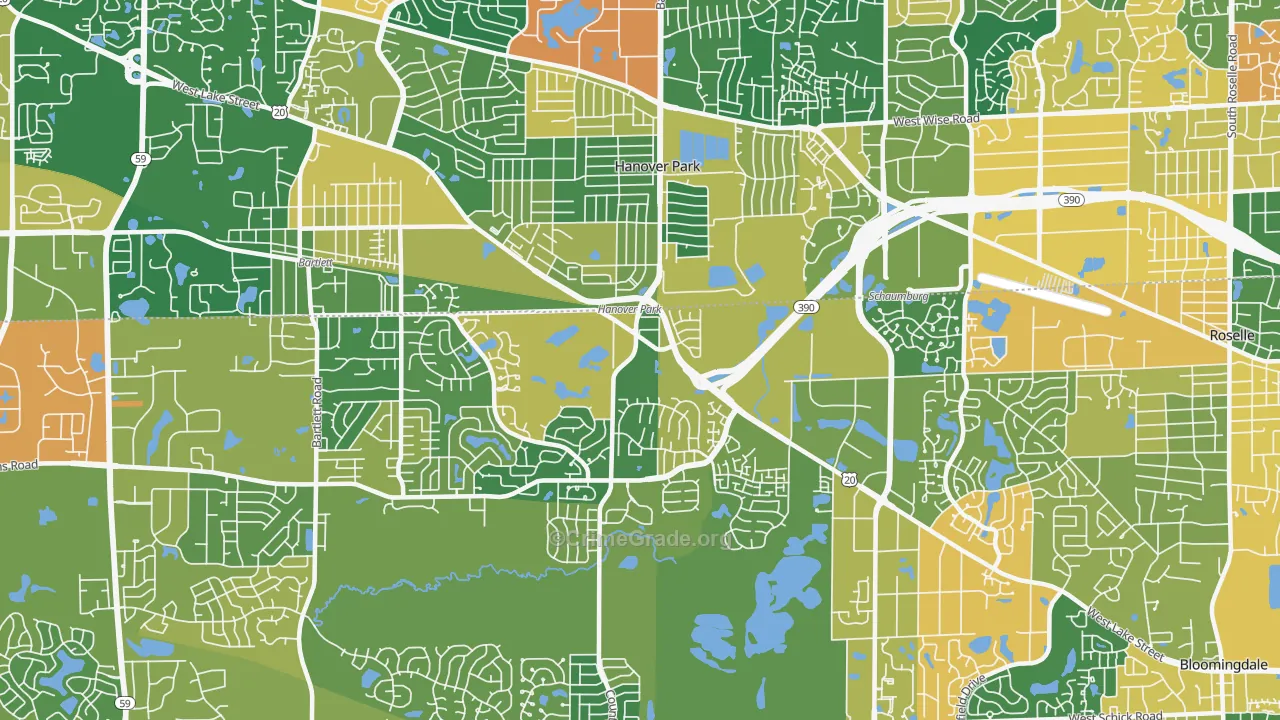 Hanover Park, IL Map of Burglary Rates