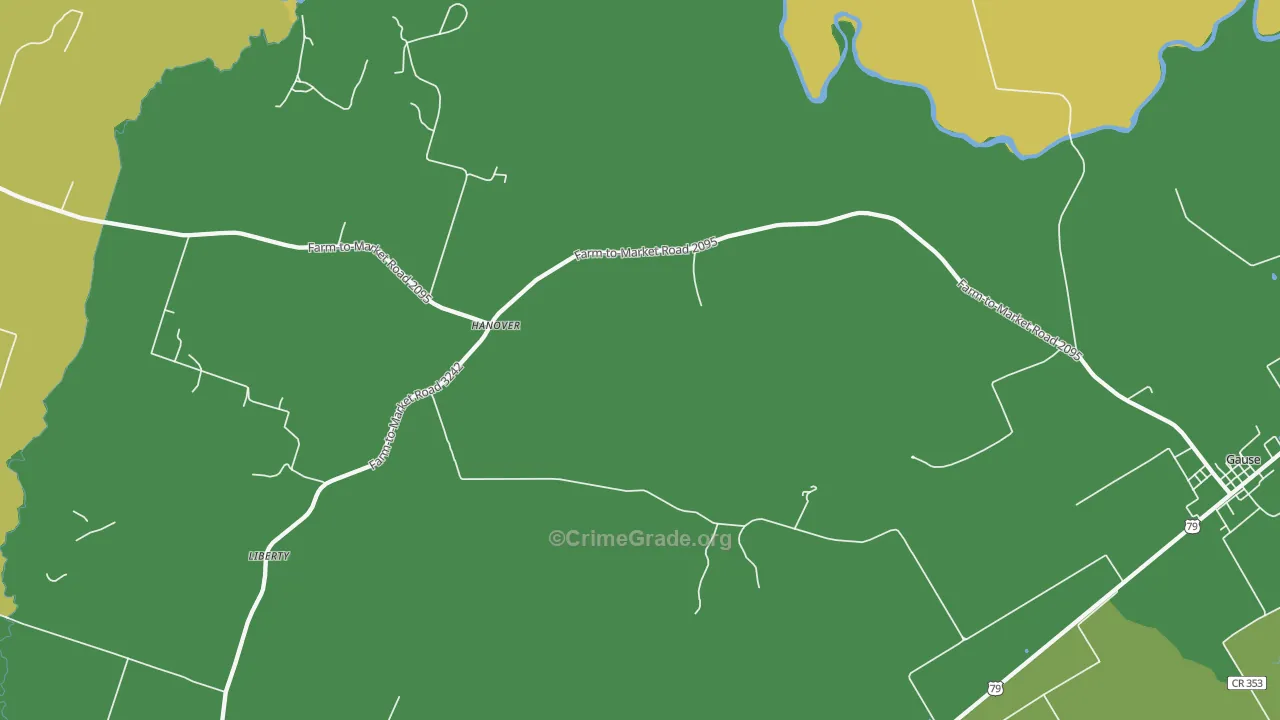 Hanover, TX Map of Burglary Rates
