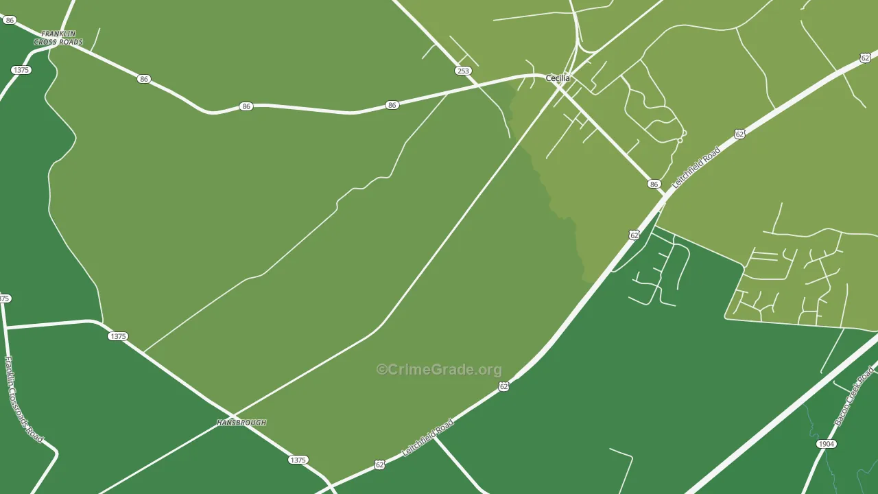 Hansbrough, KY Map of Burglary Rates