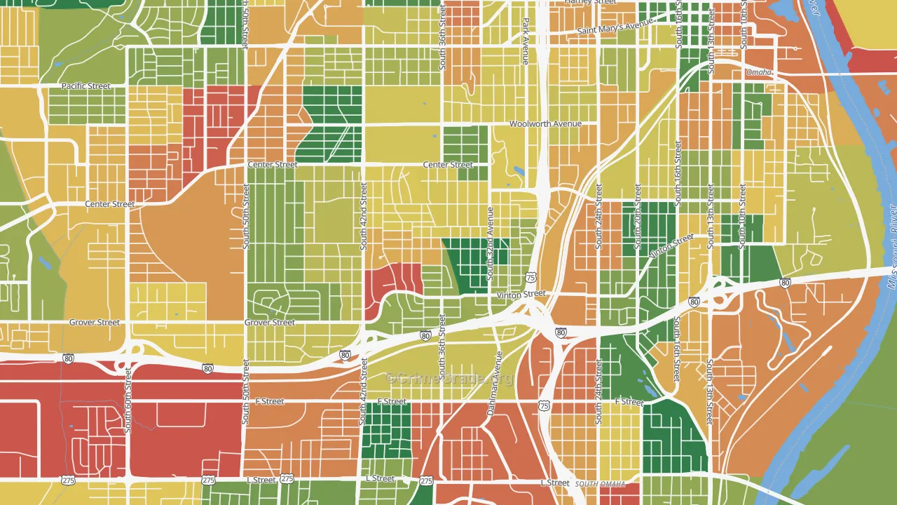 Hanscom Park, Omaha, NE Map of Burglary Rates