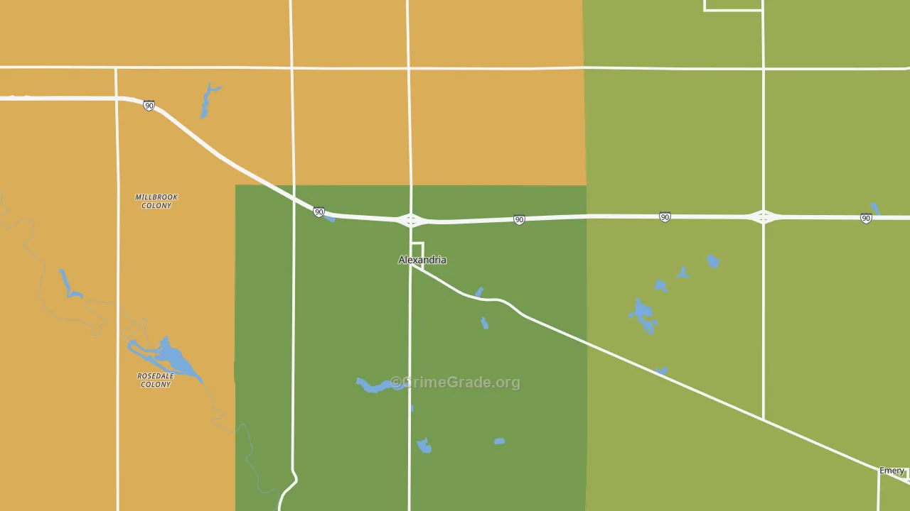 Hanson County, SD Map of Burglary Rates