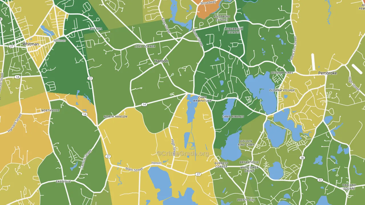 Hanson, MA Map of Burglary Rates