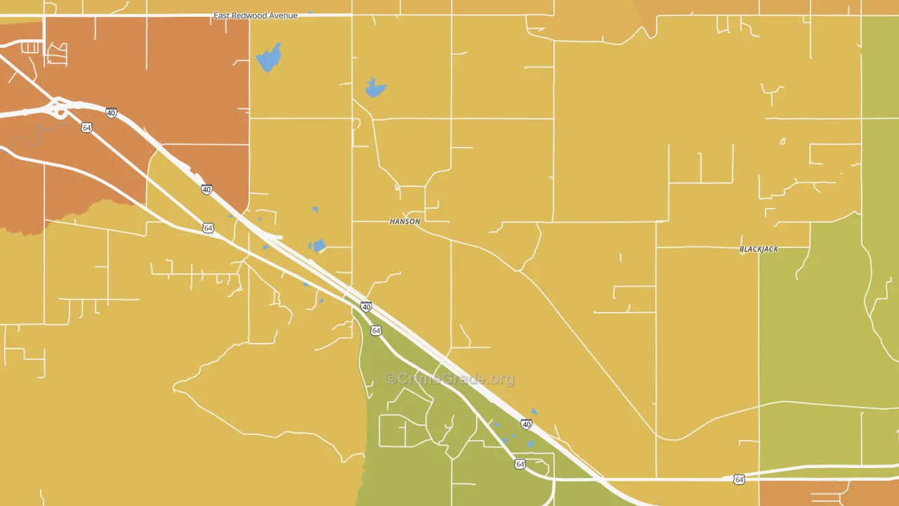 Hanson, OK Map of Burglary Rates