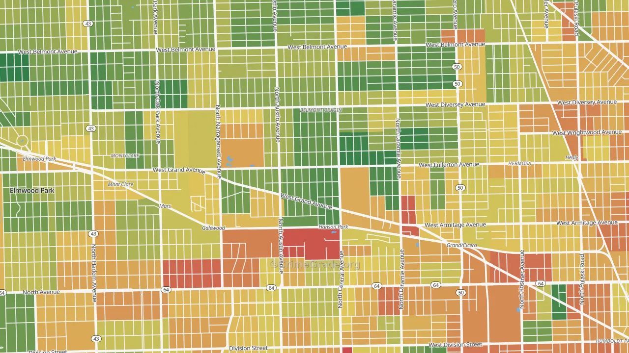 Hanson Park, Chicago, IL Map of Burglary Rates