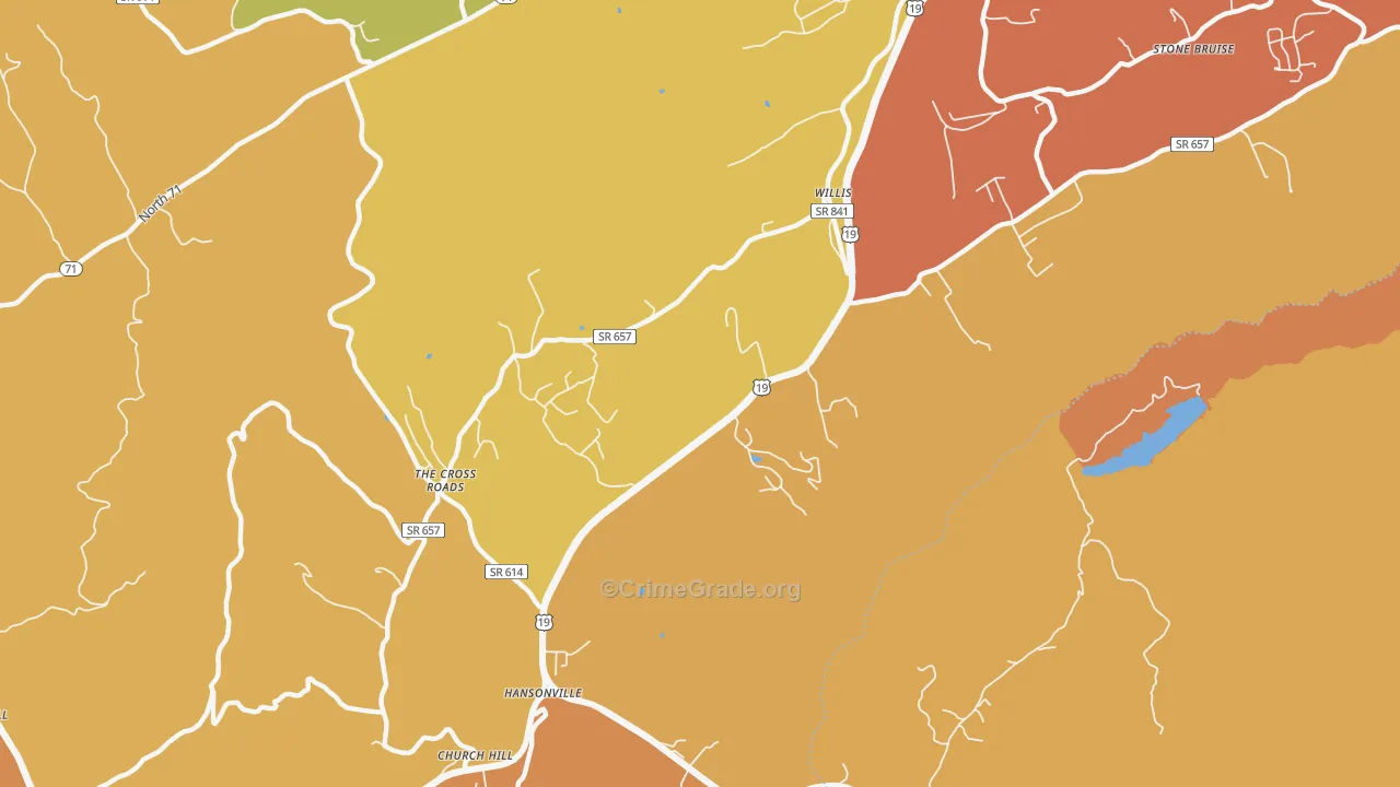 Hansonville, VA Map of Burglary Rates