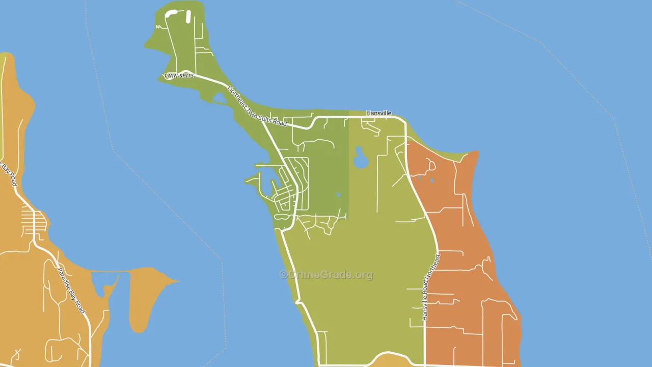 Hansville, WA Map of Burglary Rates