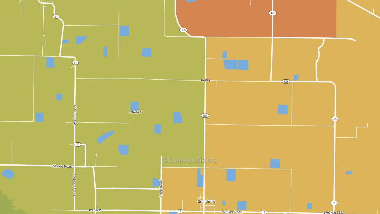 Happy, AR Map of Burglary Rates