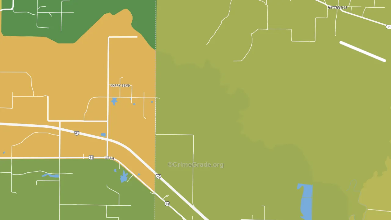 Happy Bend, AR Map of Burglary Rates