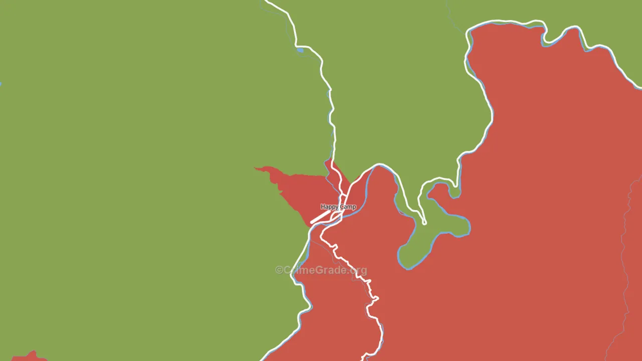 Happy Camp, CA Map of Burglary Rates