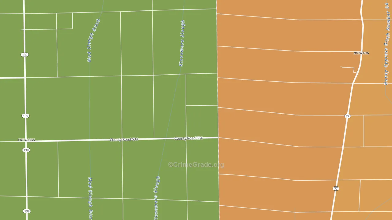 Happy Corners, AR Map of Burglary Rates