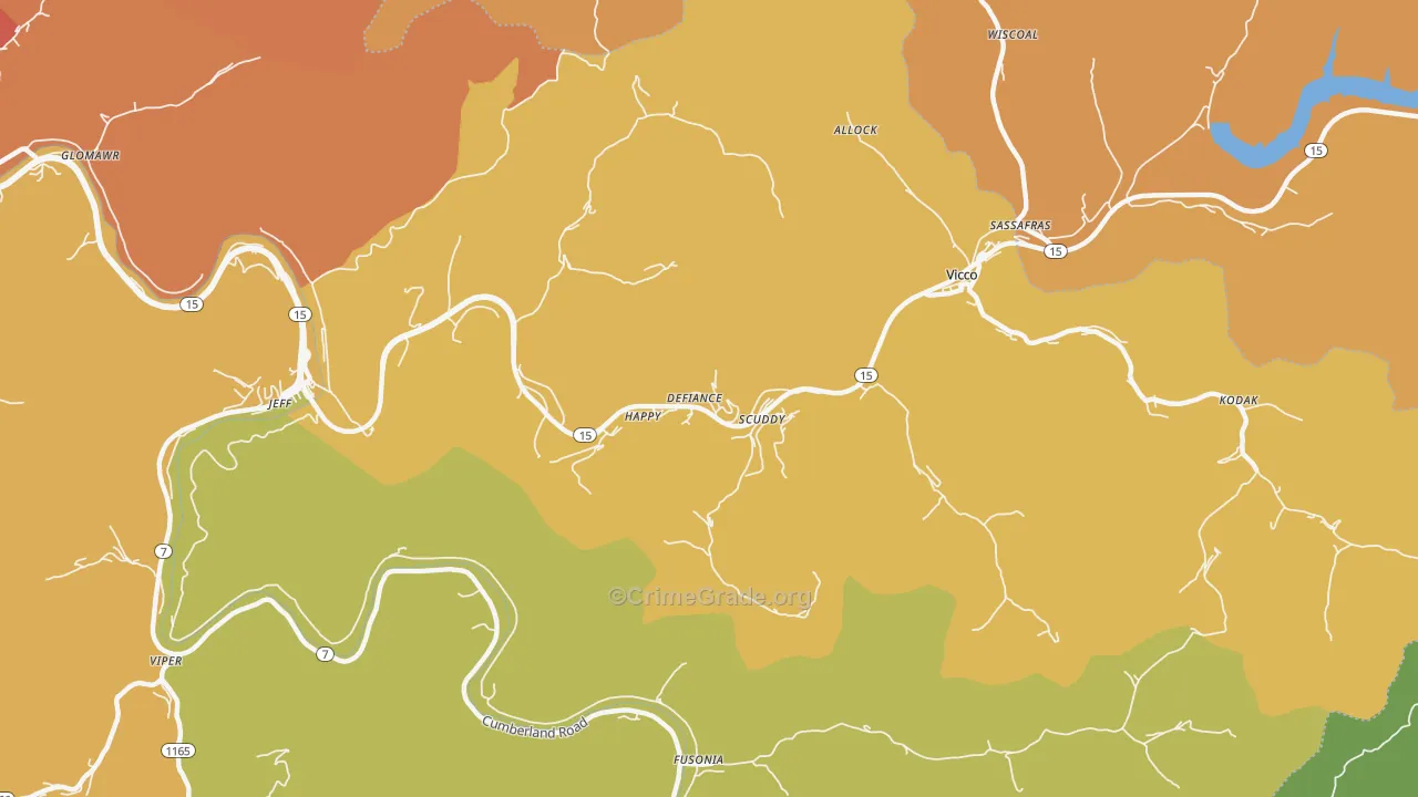 Happy, KY Map of Burglary Rates