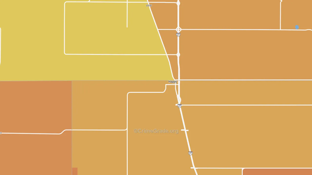 Happy, TX Map of Burglary Rates