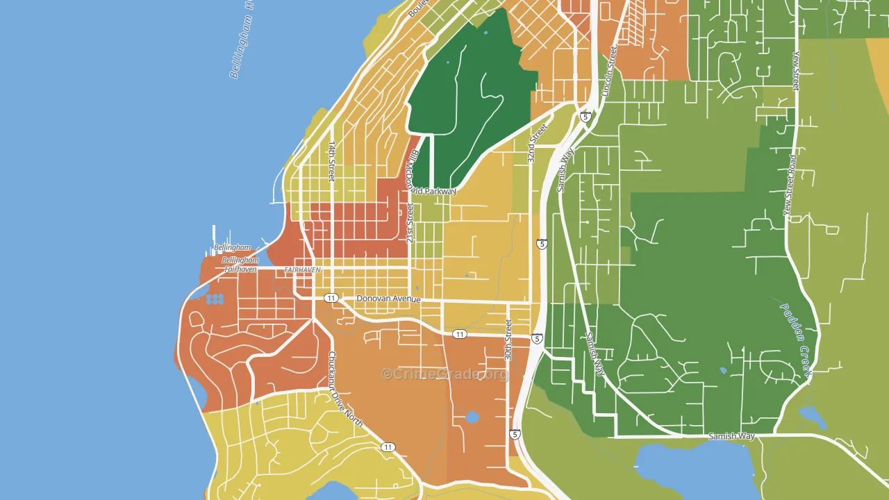 Happy Valley, Bellingham, WA Map of Burglary Rates