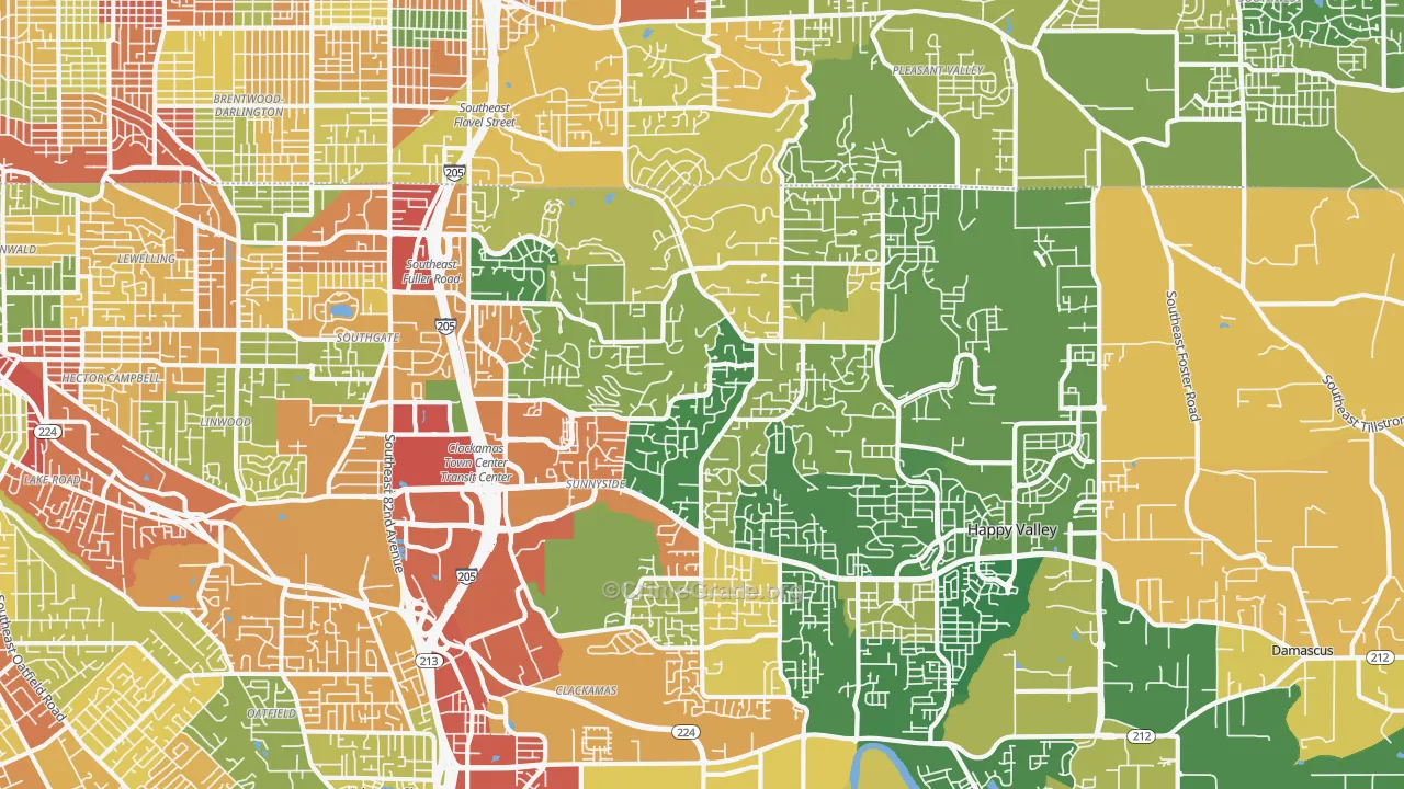 Happy Valley, OR Map of Burglary Rates