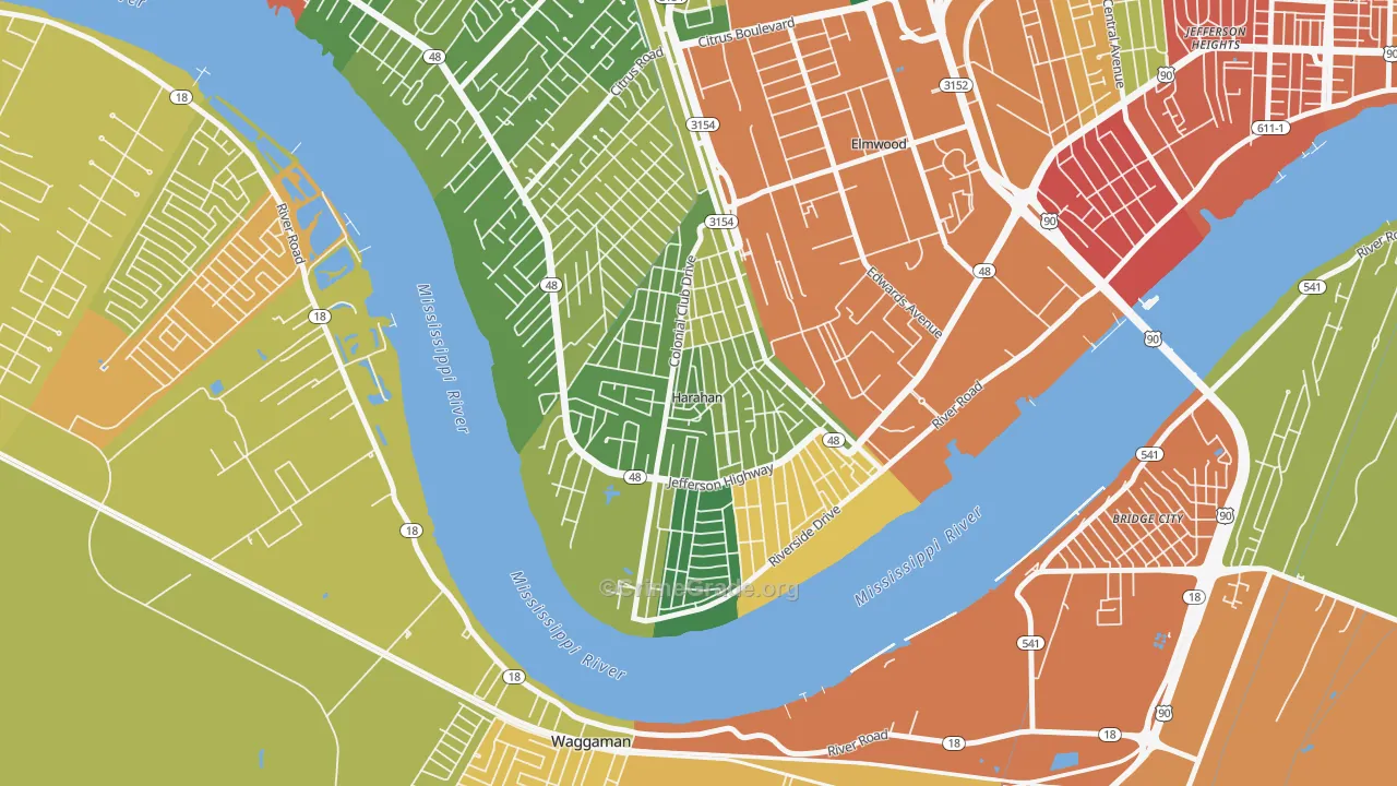 Harahan, LA Map of Burglary Rates
