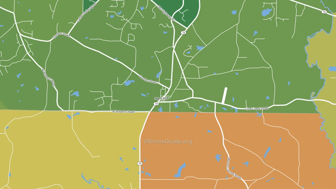 Haralson, GA Map of Burglary Rates