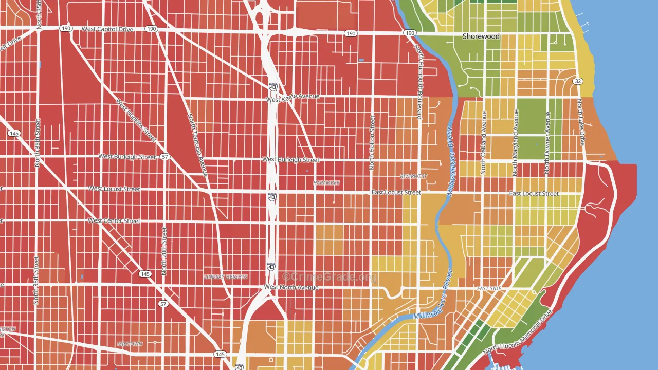 Harambee, Milwaukee, WI Map of Burglary Rates