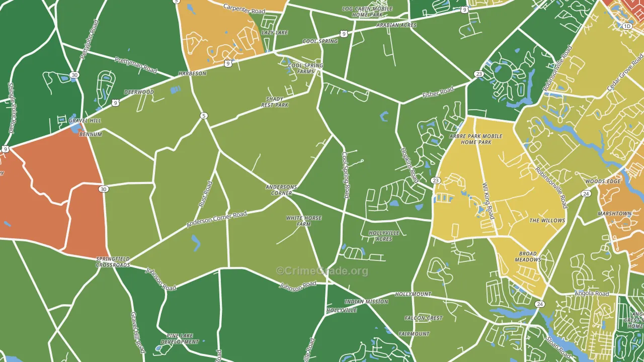 Harbeson, DE Map of Burglary Rates
