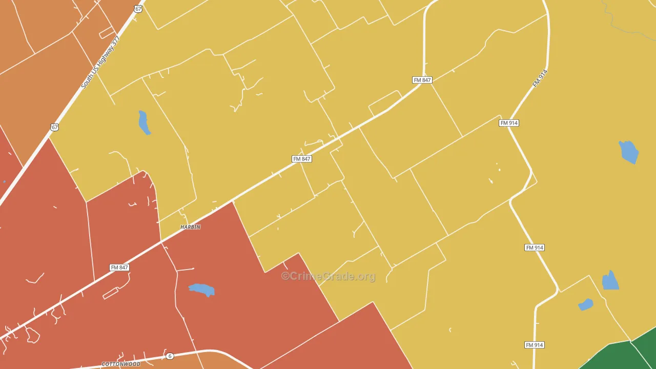 Harbin, TX Map of Burglary Rates