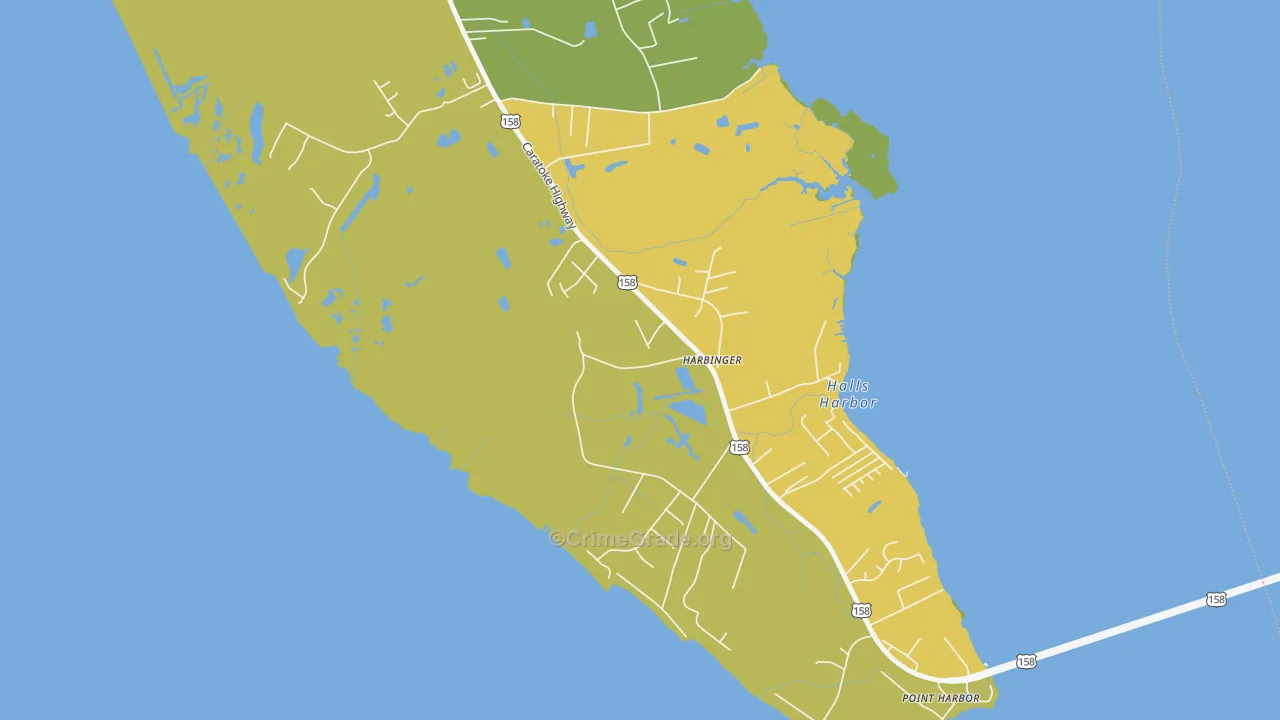 Harbinger, NC Map of Burglary Rates