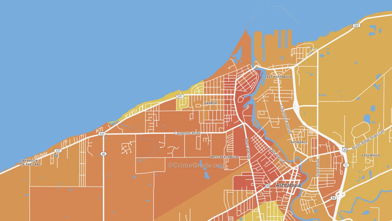 Harbor, Ashtabula, OH Map of Burglary Rates