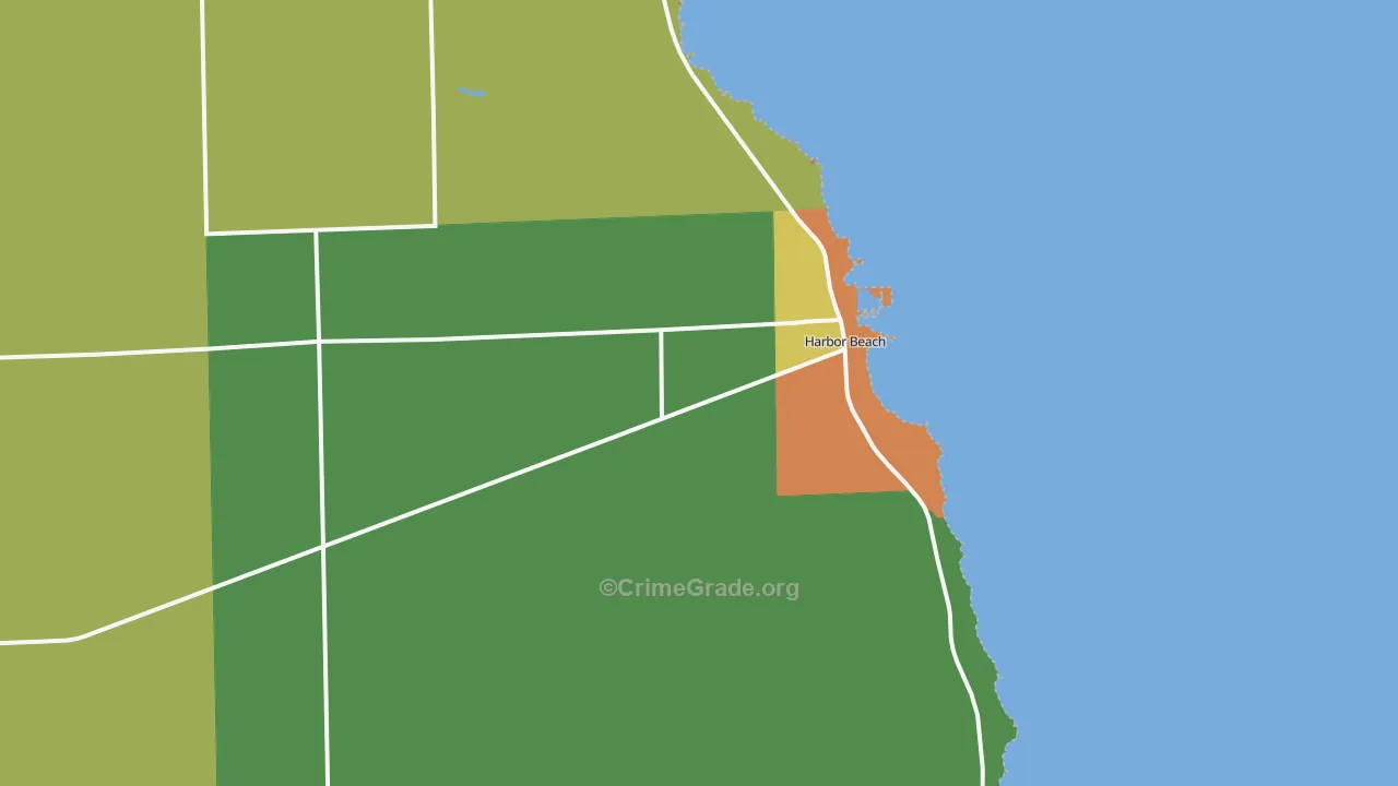 Harbor Beach, MI Map of Burglary Rates