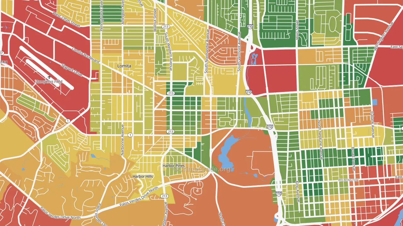 Harbor City, CA Map of Burglary Rates