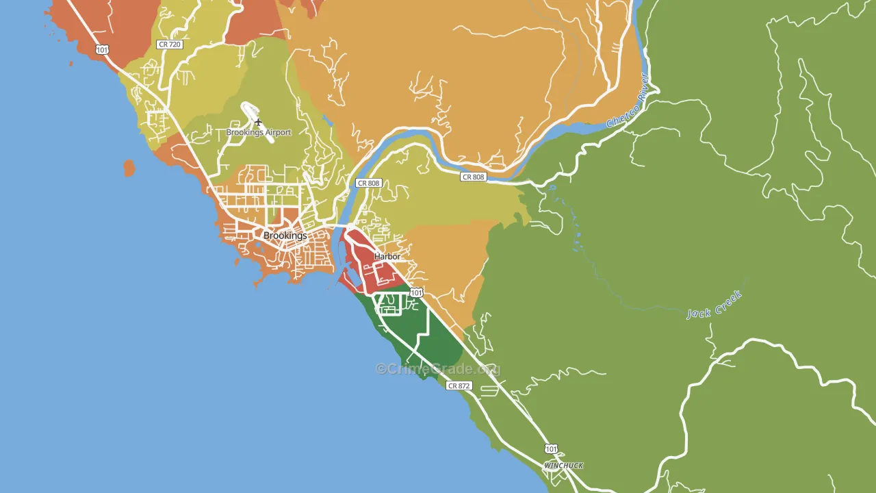 Harbor, OR Map of Burglary Rates