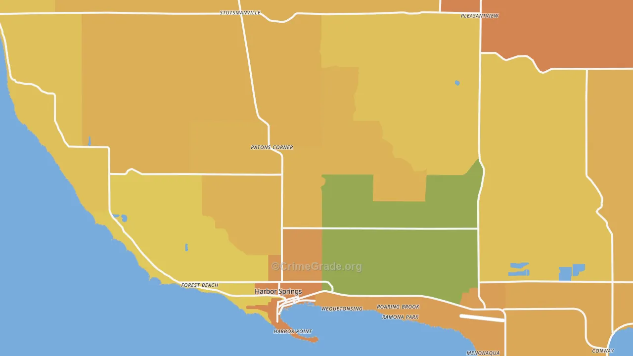 Harbor Springs, MI Map of Burglary Rates