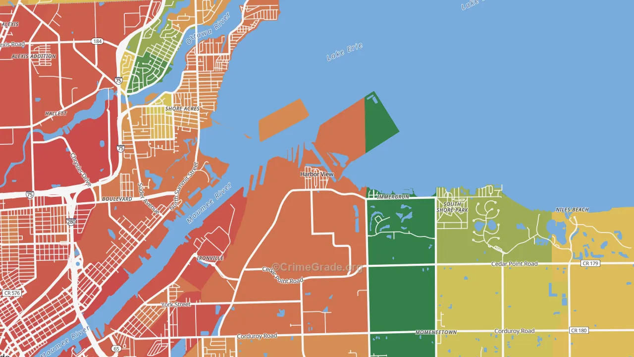 Harbor View, OH Map of Burglary Rates