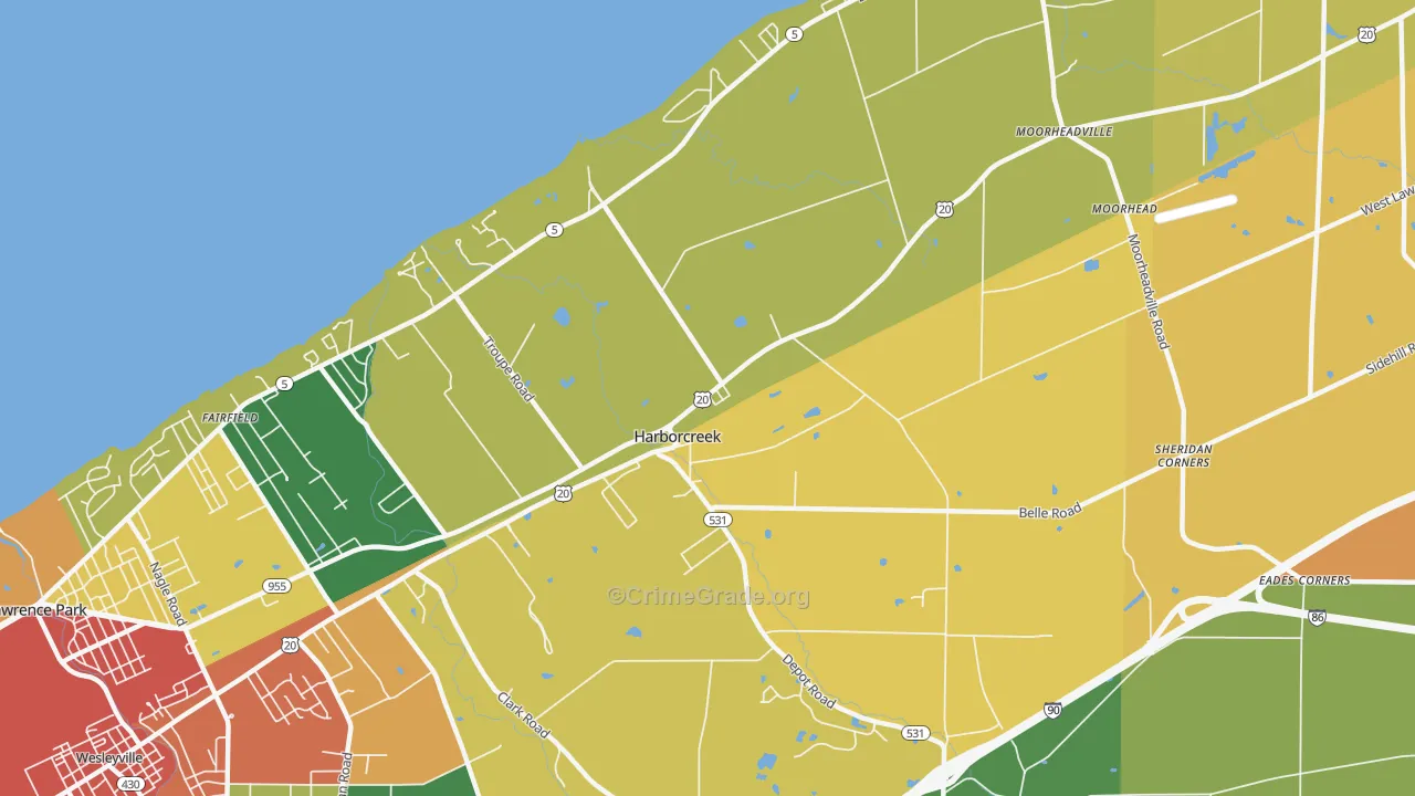 Harborcreek, PA Map of Burglary Rates