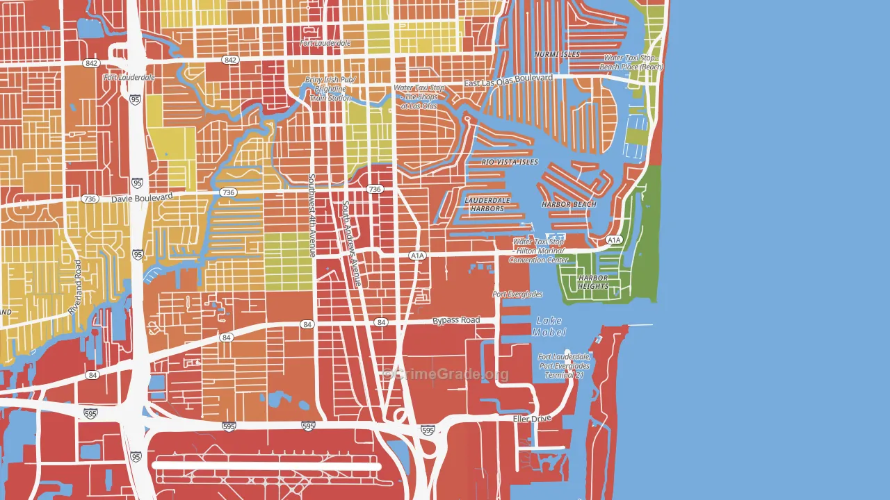 Harbordale, Fort Lauderdale, FL Map of Burglary Rates