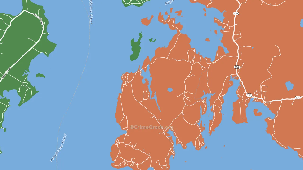 Harborside, ME Map of Burglary Rates