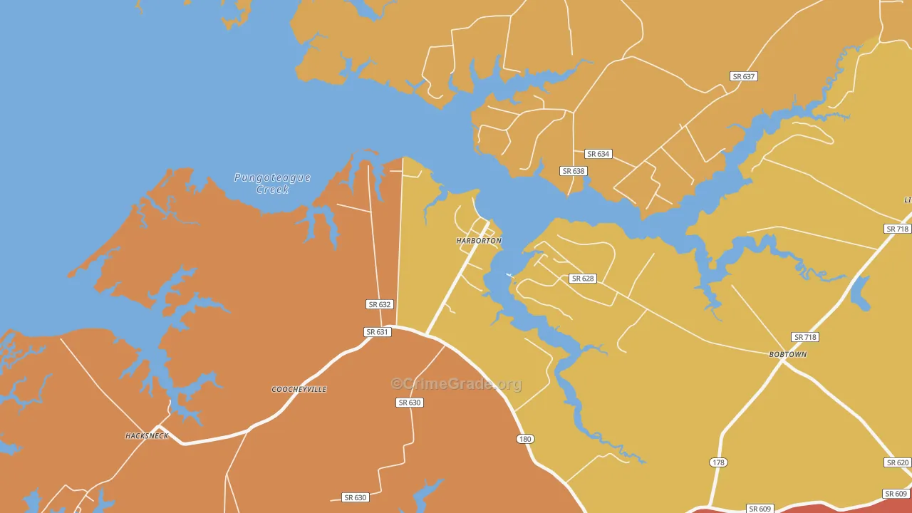 Harborton, VA Map of Burglary Rates