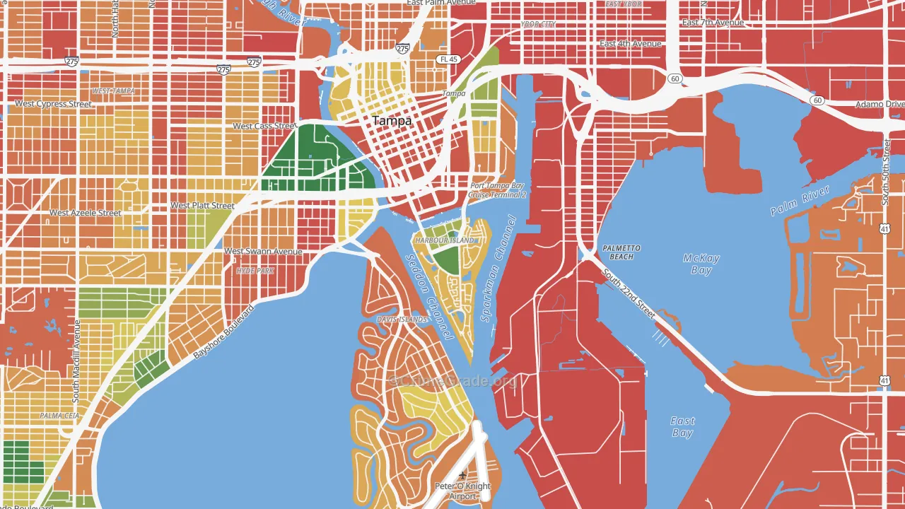 Harbour Island, Tampa, FL Map of Burglary Rates