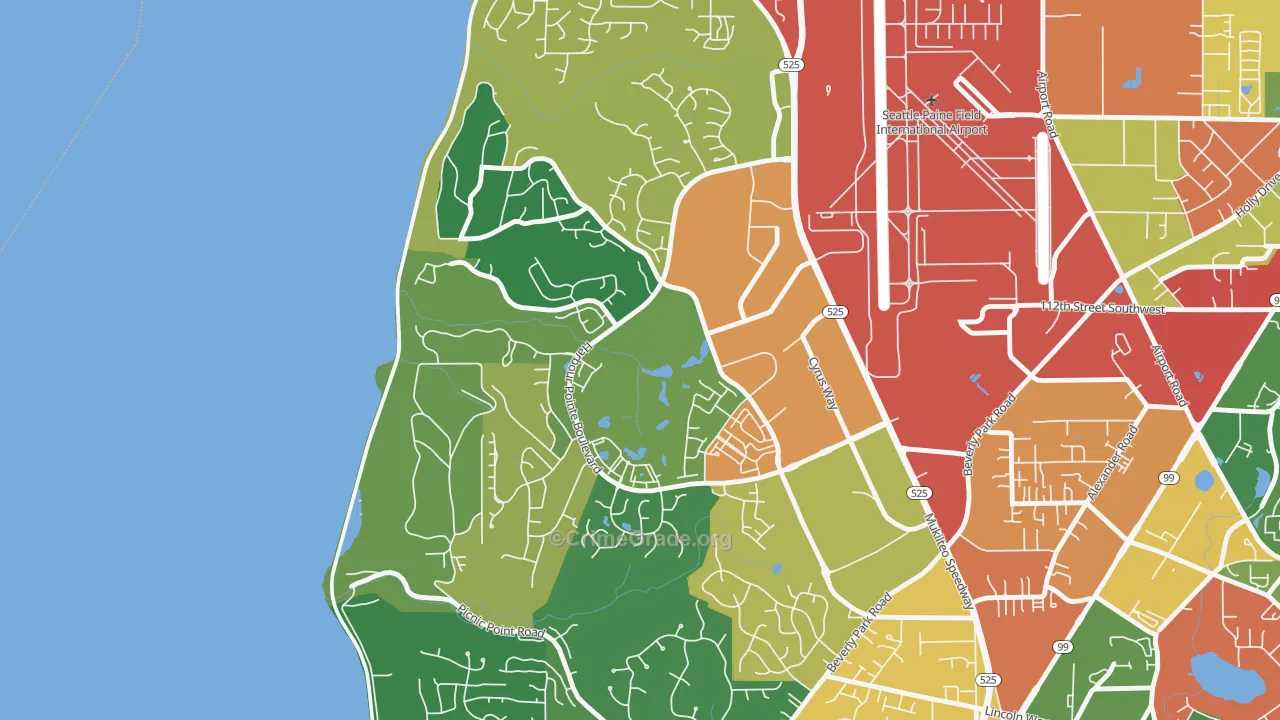 Harbour Pointe, Mukilteo, WA Map of Burglary Rates
