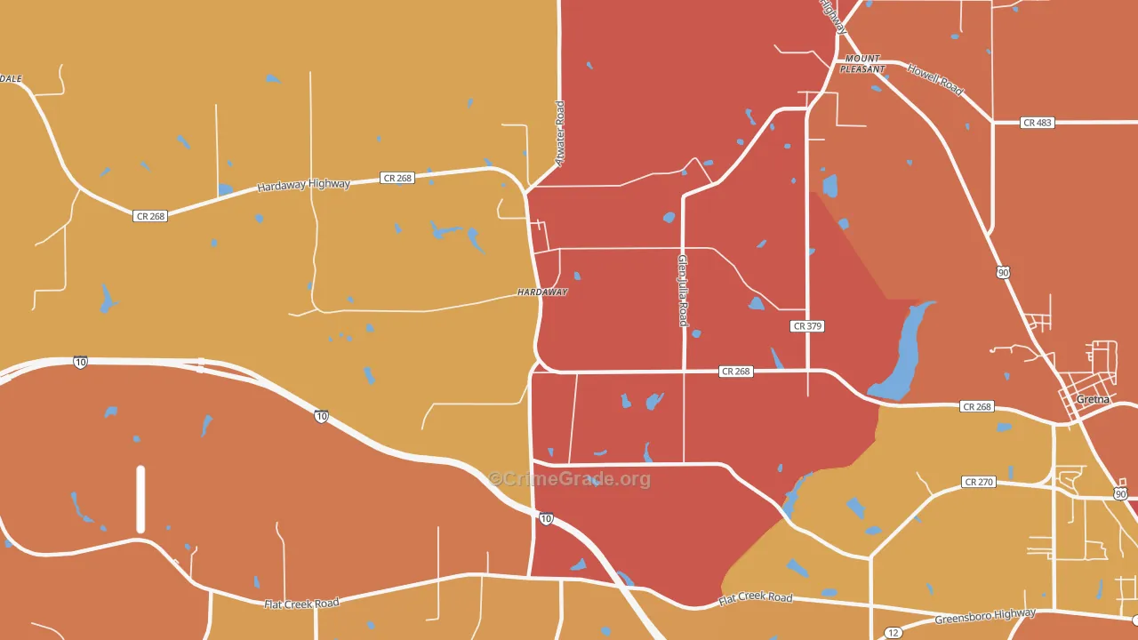 Hardaway, FL Map of Burglary Rates