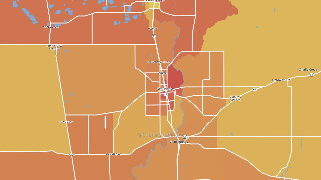 Hardee County, FL Map of Burglary Rates