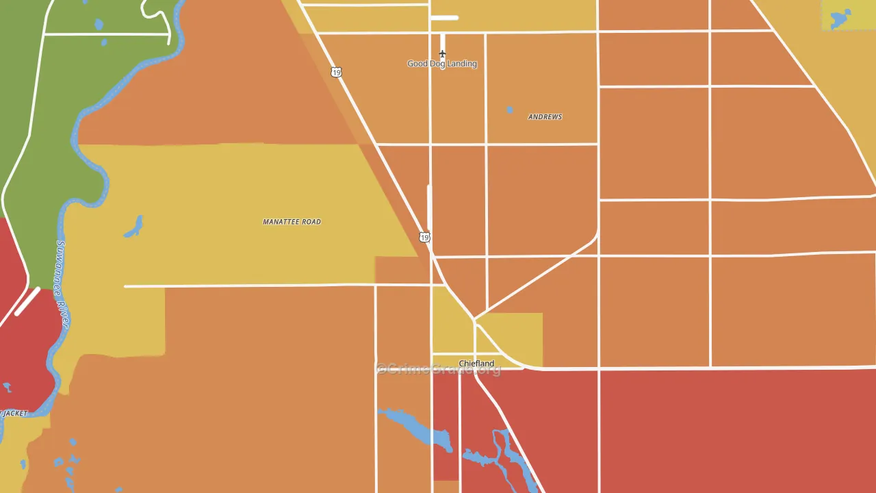 Hardeetown, FL Map of Burglary Rates