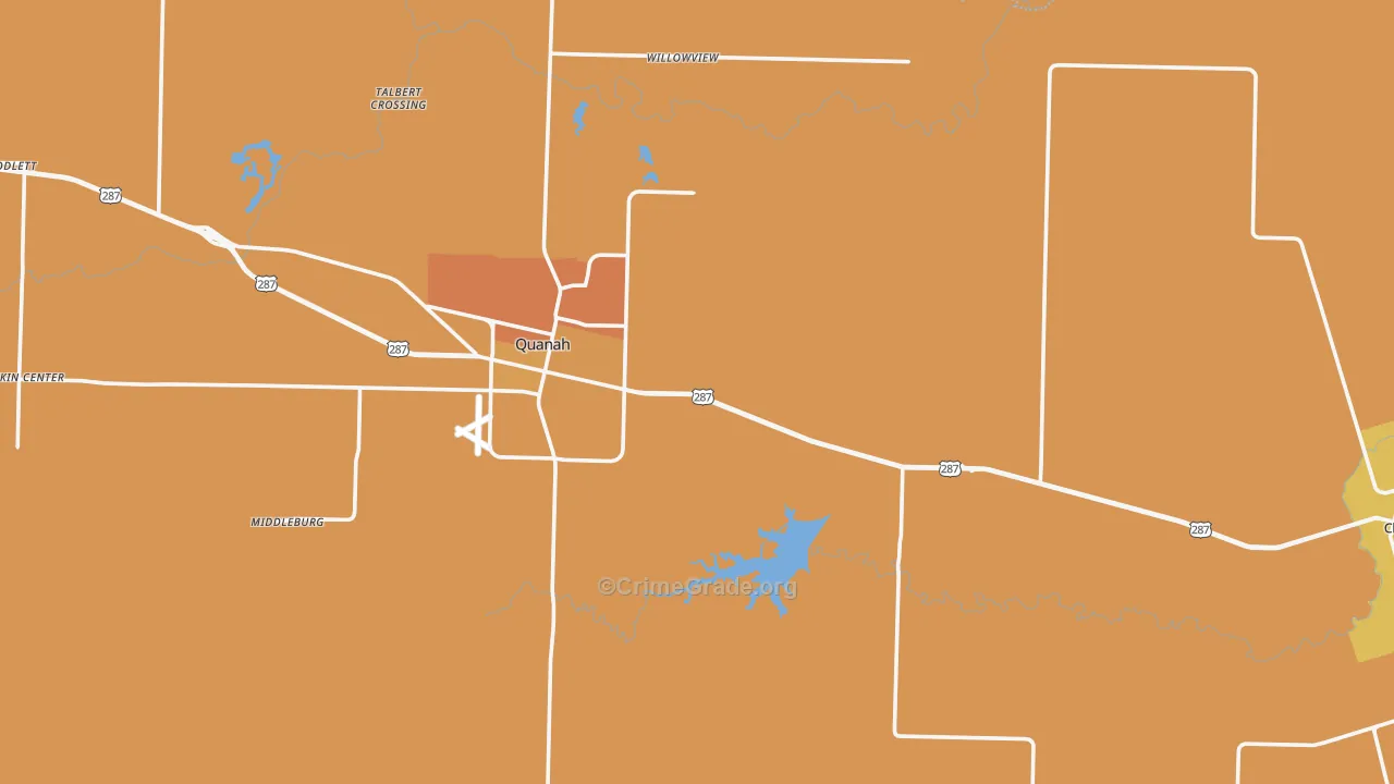 Hardeman County, TX Map of Burglary Rates