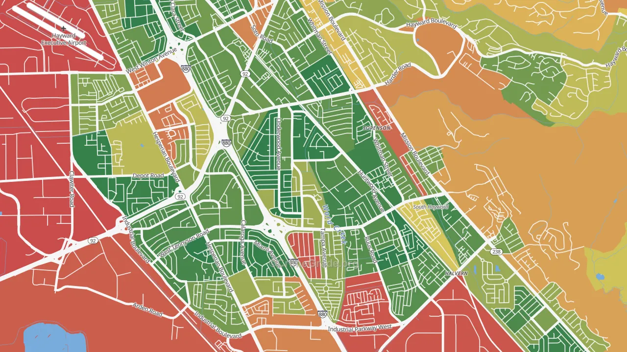 Harder-Tennyson, Hayward, CA Map of Burglary Rates