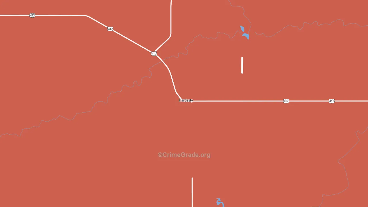 Hardesty, OK Map of Burglary Rates